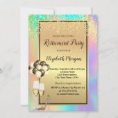 かかと、ガラス、バルーン、ホログラフィックなリタイア 招待状 (正面)