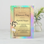 かかと、ガラス、バルーン、ホログラフィックなリタイア 招待状 (スタンド正面)