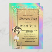 かかと、ガラス、バルーン、ホログラフィックなリタイア 招待状 (正面/裏面)