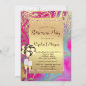 かかと、バルーン、カラフル大理石退職パーティー 招待状 (正面)