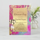 かかと、バルーン、カラフル大理石退職パーティー 招待状 (スタンド正面)