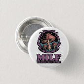 かきのこ飼料に入れたいミルフおもしろいきのこ 缶バッジ (正面&裏面)