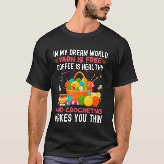 かぎおもしろい針糸コーヒー採取かぎ針物 Tシャツ (正面)