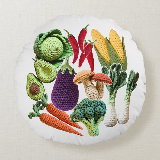 かぎカラフル針状野菜きのこ食品の製菓方法 ラウンドクッション (正面)