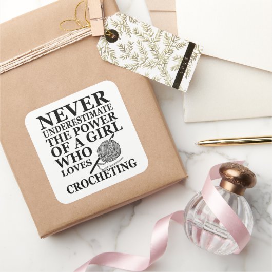 かぎ編おもしろいみ引用文の贈り物 スクエアシール (ギフト)