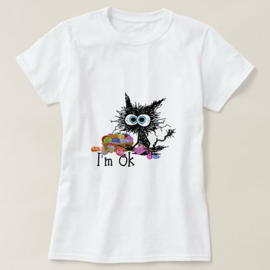 かぎ編みと編み物イムOKキャットおもしろいかぎ編み Tシャツ (デザイン正面)