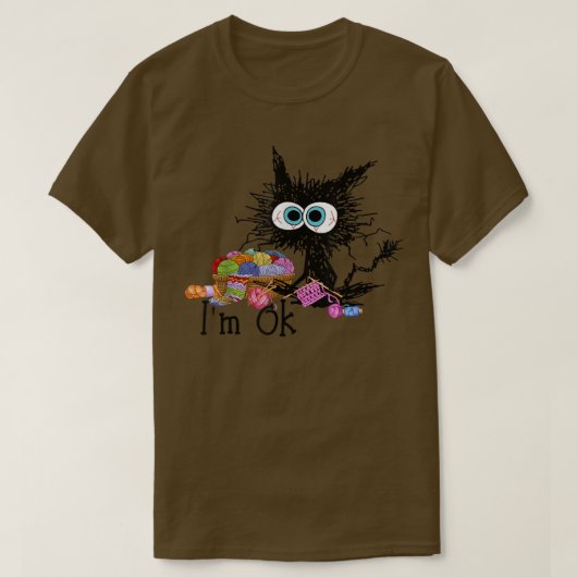 かぎ編みと編み物Im Okおかしな猫かぎ編みニット Tシャツ (デザイン正面)
