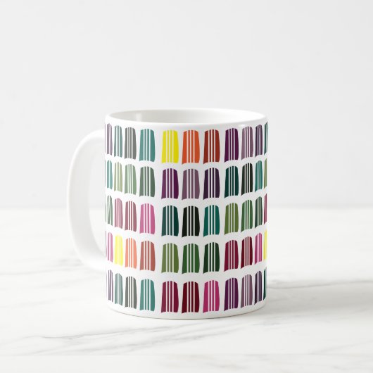 かぎ編みカラフル編み糸パターンかぎ編み コーヒーマグカップ (正面左)