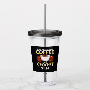 かぎ編みコーヒーと恋人のニットTシャツ アクリルタンブラー