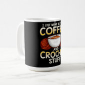 かぎ編みコーヒーと恋人のニットTシャツ コーヒーマグカップ (正面左)