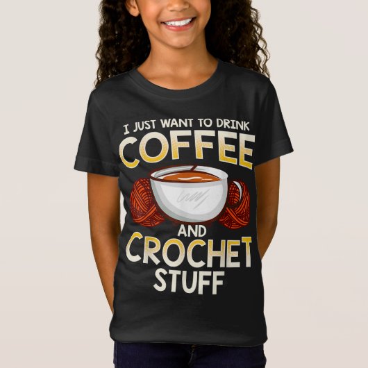 かぎ編みコーヒーと恋人のニットTシャツ Tシャツ (正面)