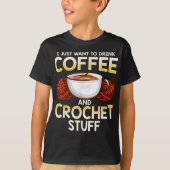 かぎ編みコーヒーと恋人のニットTシャツ Tシャツ (正面)