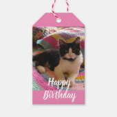 かぎ編みラグでかわいらしかわいいタキシード猫ありがとう ギフトタグ (正面)