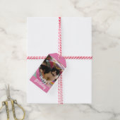 かぎ編みラグでかわいらしかわいいタキシード猫ありがとう ギフトタグ (より糸付き)