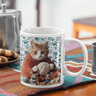 かぎ編み猫及びマウス編み物編み機 コーヒーマグカップ