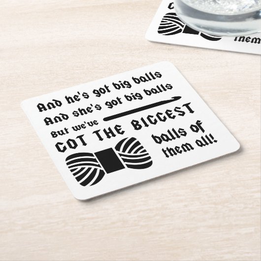 かぎ編み・大きな玉糸工芸品 スクエアペーパーコースター (アングル)