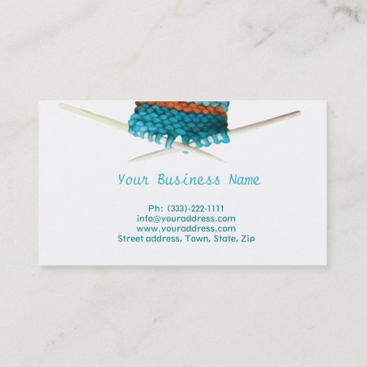 かぎ針で編む及び編む青緑 名刺 (裏面)