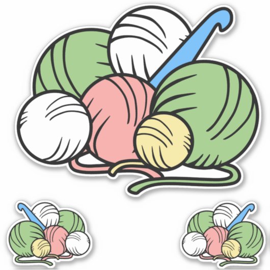 かぎ針と糸ビニールのシール シール (正面)