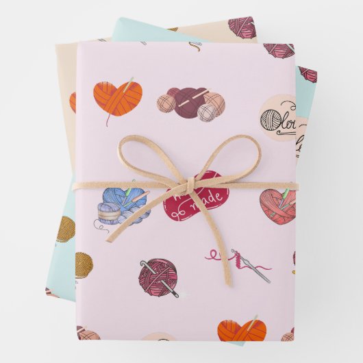 かぎ針の恋人の糸のボールとかぎ針 ラッピングペーパーシート (インサイチュ)