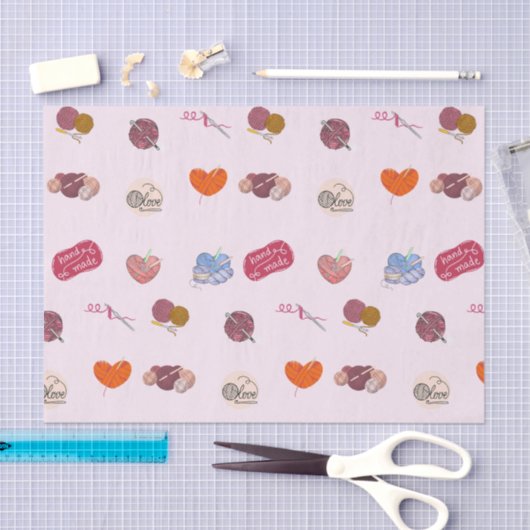 かぎ針の恋人の糸のボールとかぎ針 薄葉紙 (クラフト)