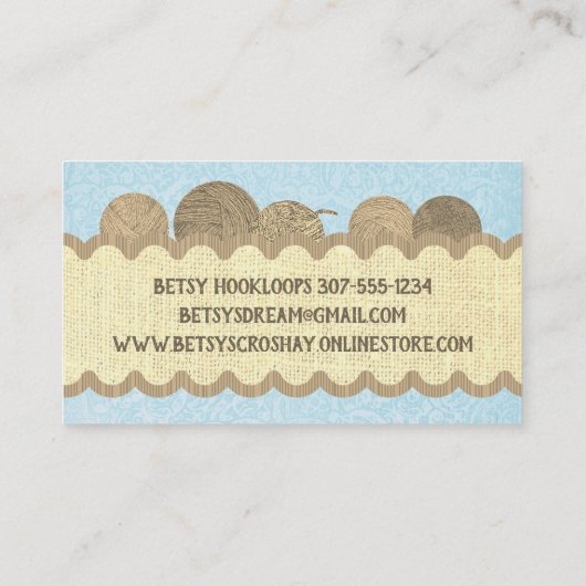 かぎ針の手引き糸はみすぼらしいシック 名刺 (裏面)