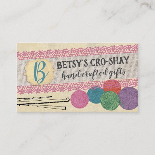 かぎ針の手引き糸はみすぼらしいシック 名刺 (正面)