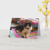 かぎ針付きラグかわいらしカードで可愛いタキシード猫 カード (黄色い花)