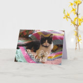 かぎ針付きラグかわいらしカードで可愛いタキシード猫 カード (黄色い花)