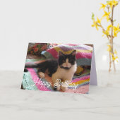 かぎ針付きラグかわいらしカードで可愛いタキシード猫 カード (黄色い花)