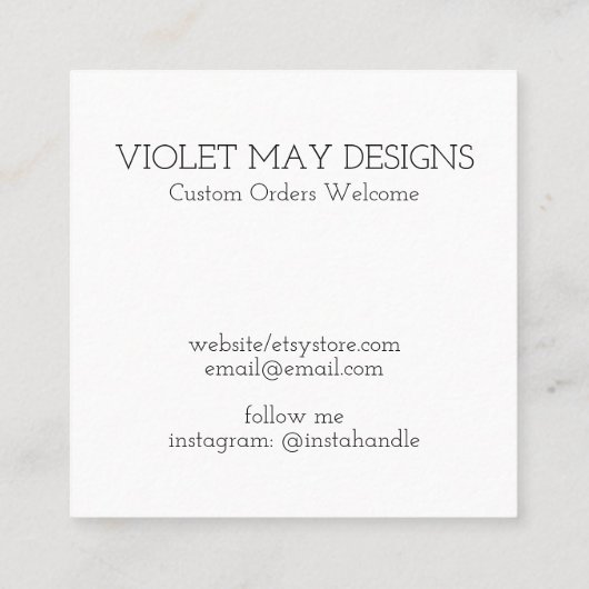 かぎ針及び糸ハート手作りラヴ スクエア名刺 (裏面)