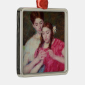 かぎ針師のレッスン（姉妹2人） メタルオーナメント (右)