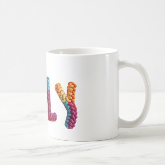 かぎ針模様のリ鮮やかリー名 コーヒーマグカップ (右)