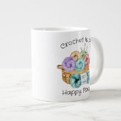 かぎ針私の幸せな場所パーソナライズされた ジャンボコーヒーマグカップ (正面右)
