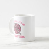 かぎ針糸を数えていると私に話しおもしろいないで コーヒーマグカップ (正面左)