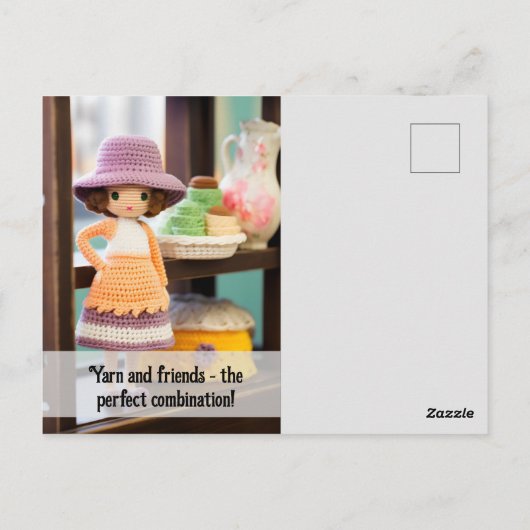 かぎ針編みとカップケーキの誕生日 ポストカード (裏面)