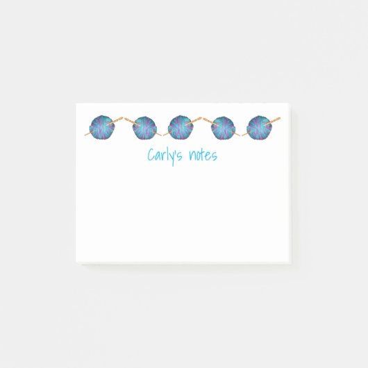 かぎ針編みと糸のボール、あなたの名前 ポストイット (正面)