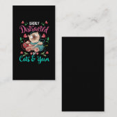 かぎ針編みのおもしろい女性猫と糸 名刺 (正面/裏面)