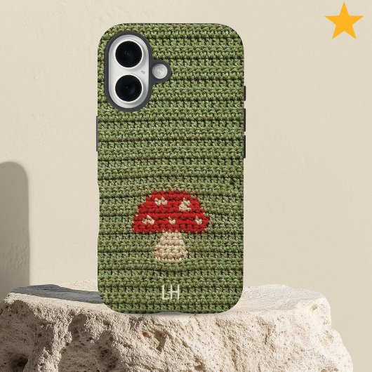 かぎ針編みのかわいいキノコの糸で作ったカスタム名前イニシャル Case-Mate iPhoneケース