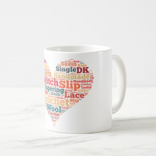 かぎ針編みの単語の雲 コーヒーマグカップ (正面右)