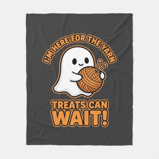 かぎ針編みの幽霊の毛糸のハロウィンデザイン フリースブランケット (正面)