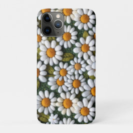 かぎ針編みの白いデイジー 春の野花 iPhone 11 PROケース