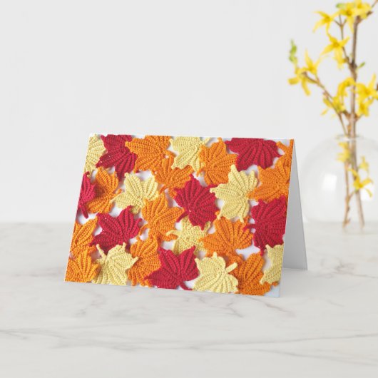 かぎ針編みの紅葉のグリーティングカード カード (黄色い花)