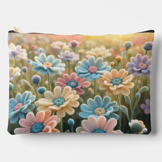 かぎ針編みの花 アクセサリーポーチ (正面)