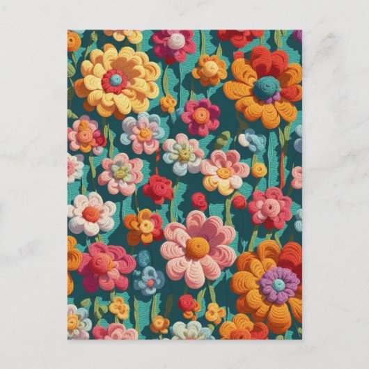 かぎ針編みの花 ポストカード (正面)