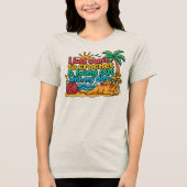 かぎ針編みの陽気な犬 私の好きな夏 トライブレンドTシャツ (正面)