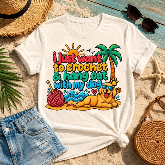 かぎ針編みの陽気な犬 私の好きな夏 トライブレンドTシャツ