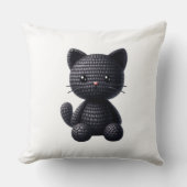 かぎ針編みの黒子猫 クッション (正面)