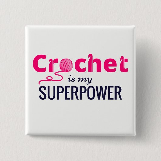 かぎ針編みはピンクの私の超出力です 缶バッジ (正面)