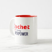 かぎ針編みは赤の私の超出力です ツートーンマグカップ (正面左)