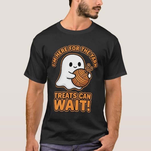かぎ針編みゴーストヤーンハロウィンデザイン Tシャツ (正面)
